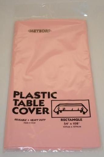 (image for) Light Pink Plastic Table Cover ~ Rectangle - Click Image to Close